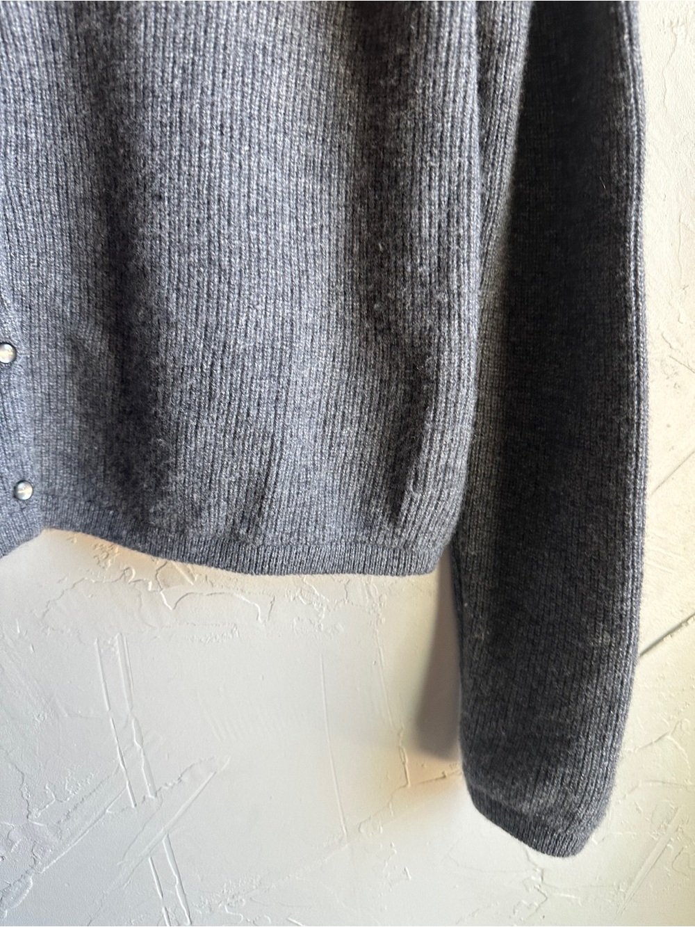 Caslon Wool Cashmere Cardigan Gray Minimalist Quiet Luxury 90s Classic Knit Sz S - Picture 5 of 10
